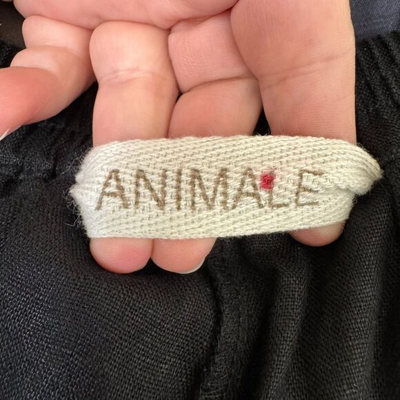 Animale Pants Womens Small Black Pull Elastic Waist On Pockets Taper Ankle - Picture 5 of 12